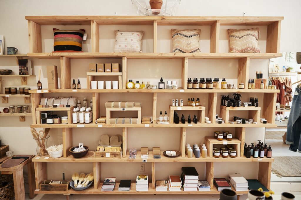 Display Of Cosmetics In Independent Store Without Customers