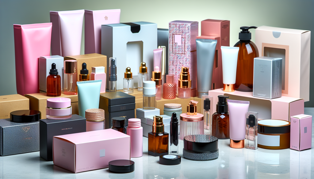 Various cosmetic packaging supplies on display