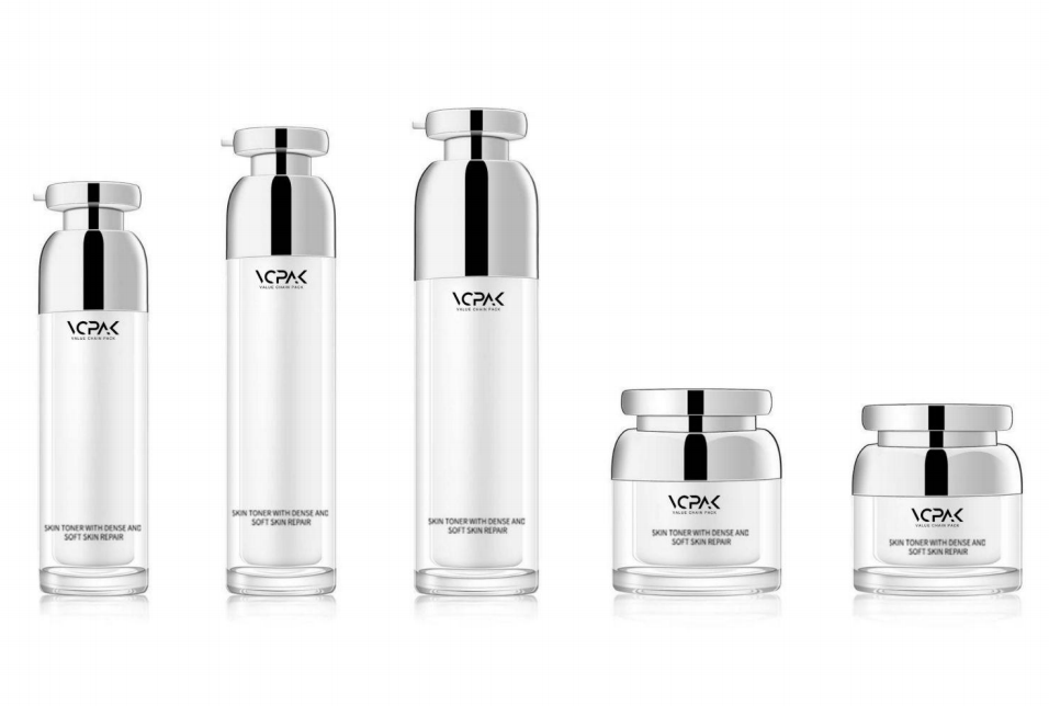 VCPAK LuxeAcrylic airless lotion bottles and cream jars for high-end skincare packaging.